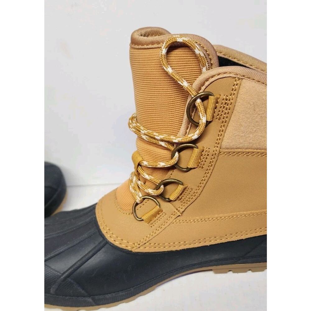 Universal Thread Women's 10 Duck Boots Waterproof Rain Lace Up Tan Black Ankle - Picture 11 of 16